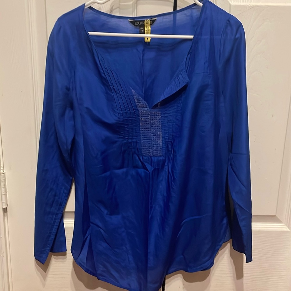 Cotton/Silk Royal Blue Blouse from Express size Small